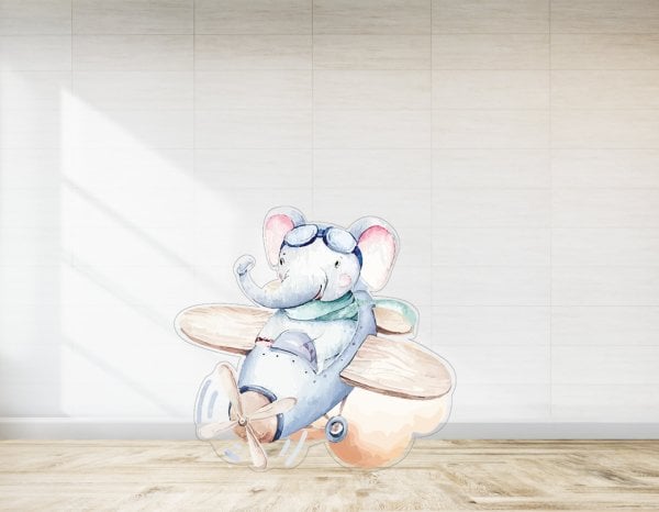 Pembe Uçaklı FİL Baby Shower İçin Ayaklı Pano