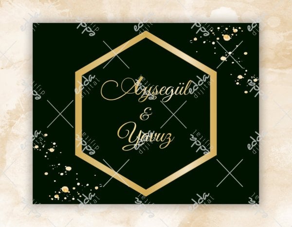 Gold Şekilli Desenli Siyah Dans Pisti Kaplaması