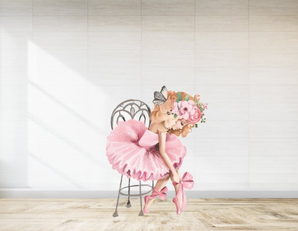 Çiçekli Balerin  Ayaklı Pano