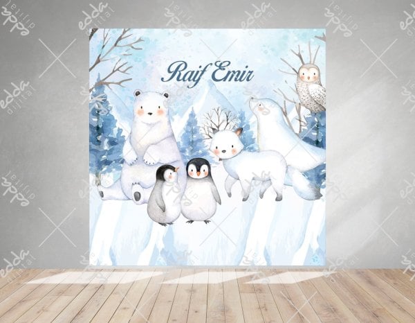 Kış Temalı Kutup Hayvanları Doğum Günü Afişi