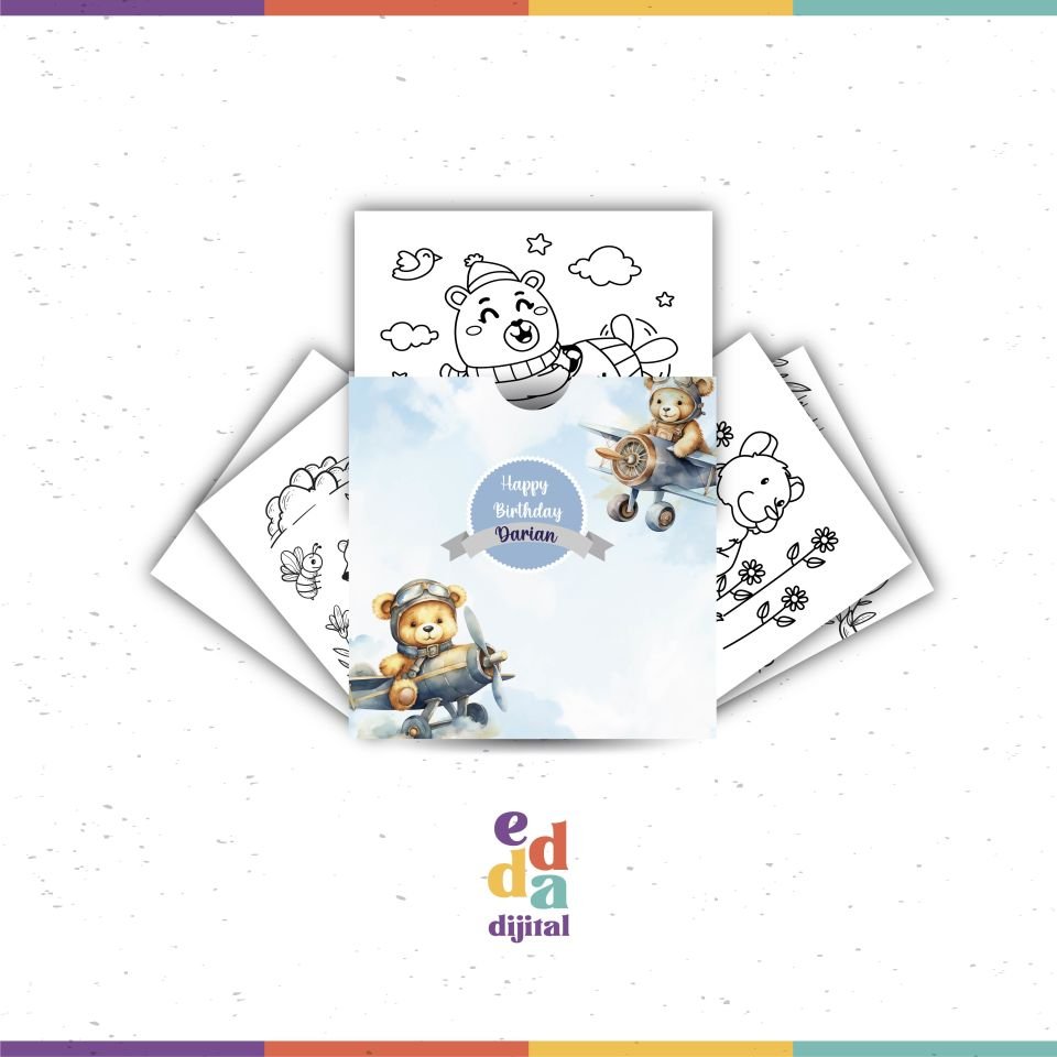 Ayıcık Temalı Boyama Kartları