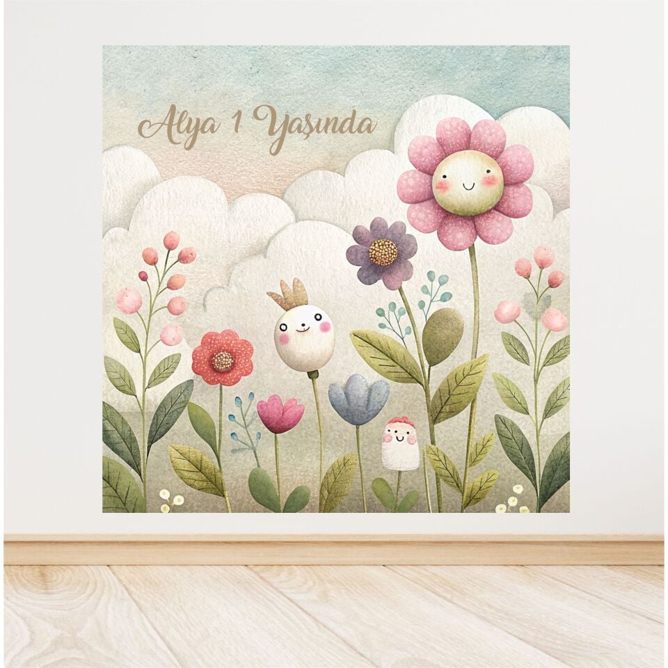 Papatya Temalı Doğum Günü Afiş