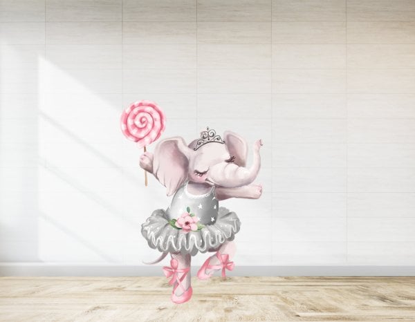 Pembe Fil Balerin Temalı Ayaklı Pano