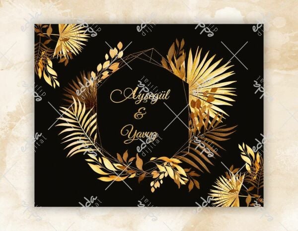 Gold Pampas Yaprağı Detaylı Dans Pisti Kaplaması