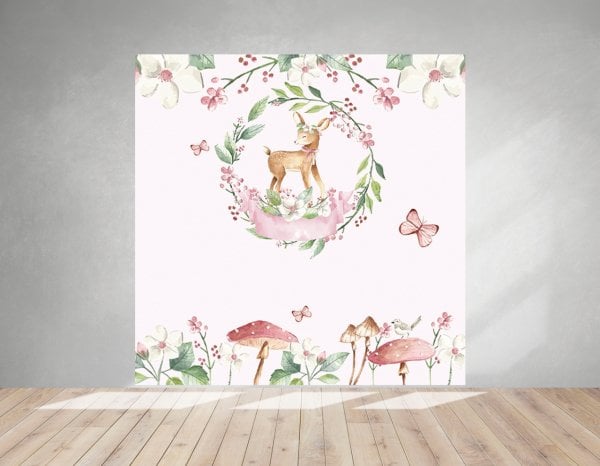 Geyik ve Kelebek Temalı Doğum Günü Afişi