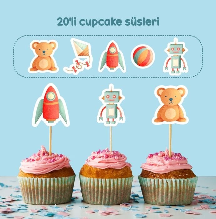 Ayıcık Konseptli Cupcake Süsü