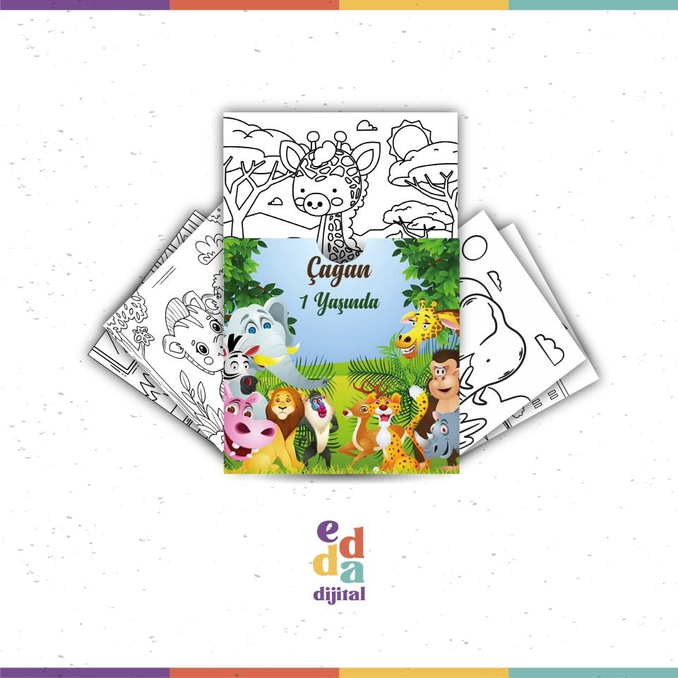 Safari Temalı Boyama Kartları