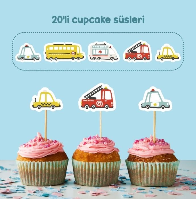 Araba Konseptli Cupcake Süsü