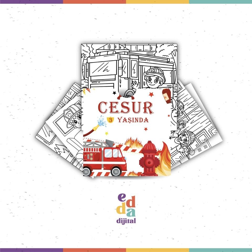 İtfaiye Temalı Boyama Kartları