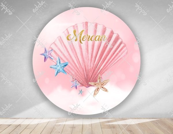 istridye Temalı Pembe Doğum Günü Afişi