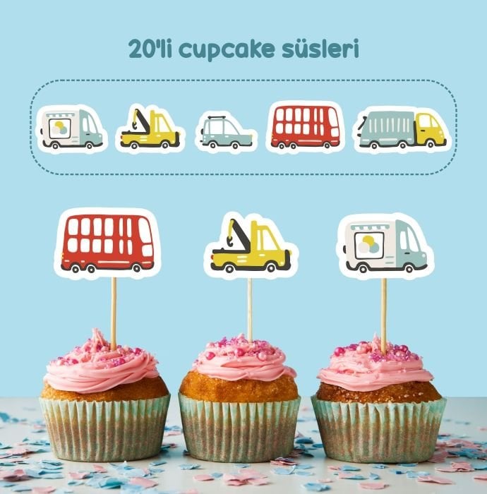 Araba Konseptli Cupcake Süsü