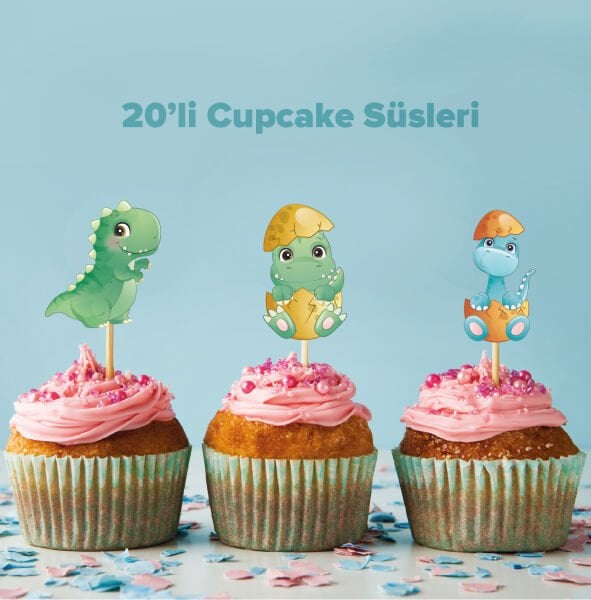 Dinazor Temalı Cupcake Süsü