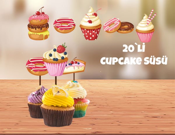 Pastane Temalı Cupcake Süsü