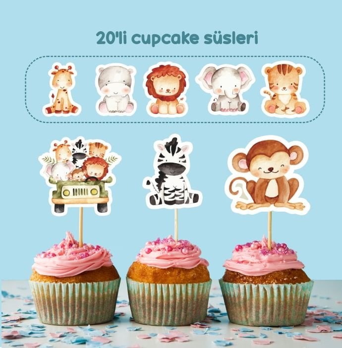 Safari Temalı Cupcake Süsü