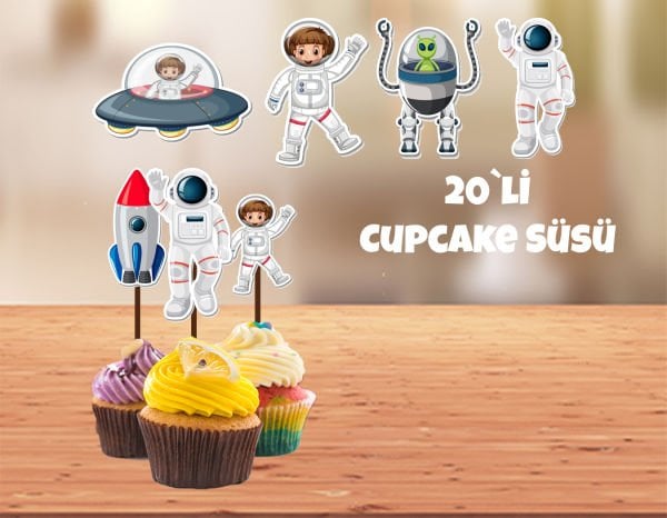 Uzay Temalı Cupcake Süsü