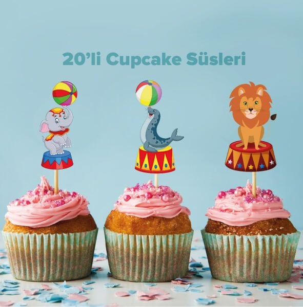 Sirk Konseptli Cupcake Süsü