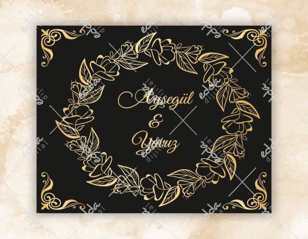 Gold Yaprak ve Çiçek Desenli Dans Pisti Kaplaması