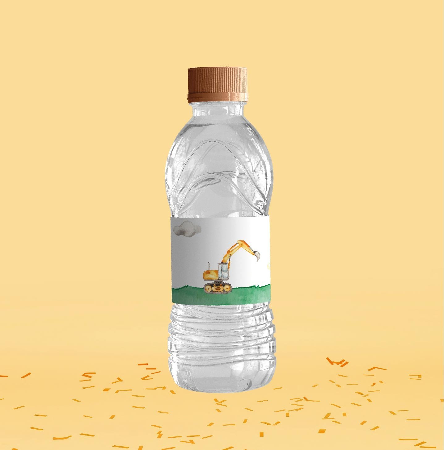 İnşaat Temalı Su Şişesi Etiketi