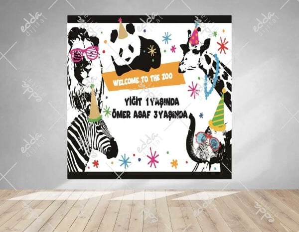 Safari Temalı Doğum Günü Afişi