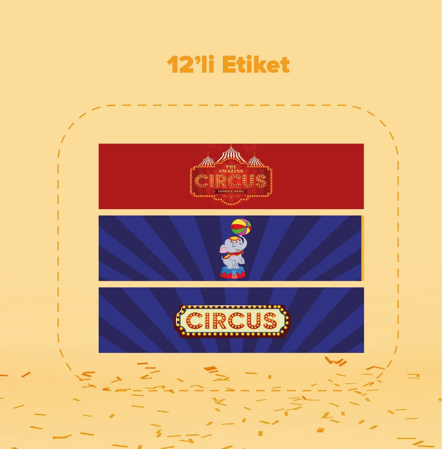 Sirk Temalı Su Şişesi Etiketi