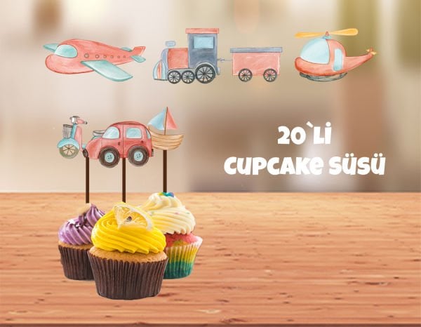 Araba Temalı Cupcake Süsü