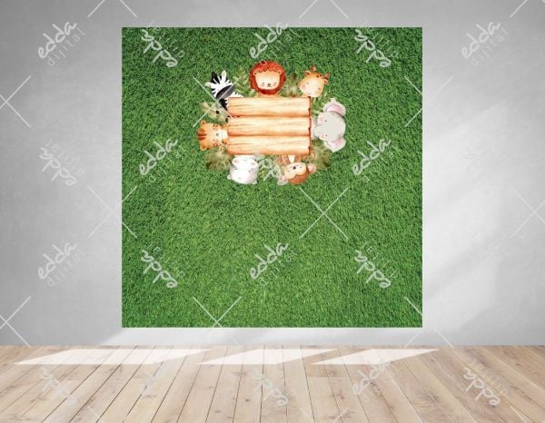 Safari Temalı Yeşil Doğum Günü Afişi