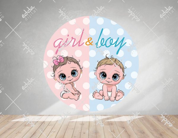 Baby Shower  Çiftt Renk Temalı Afiş
