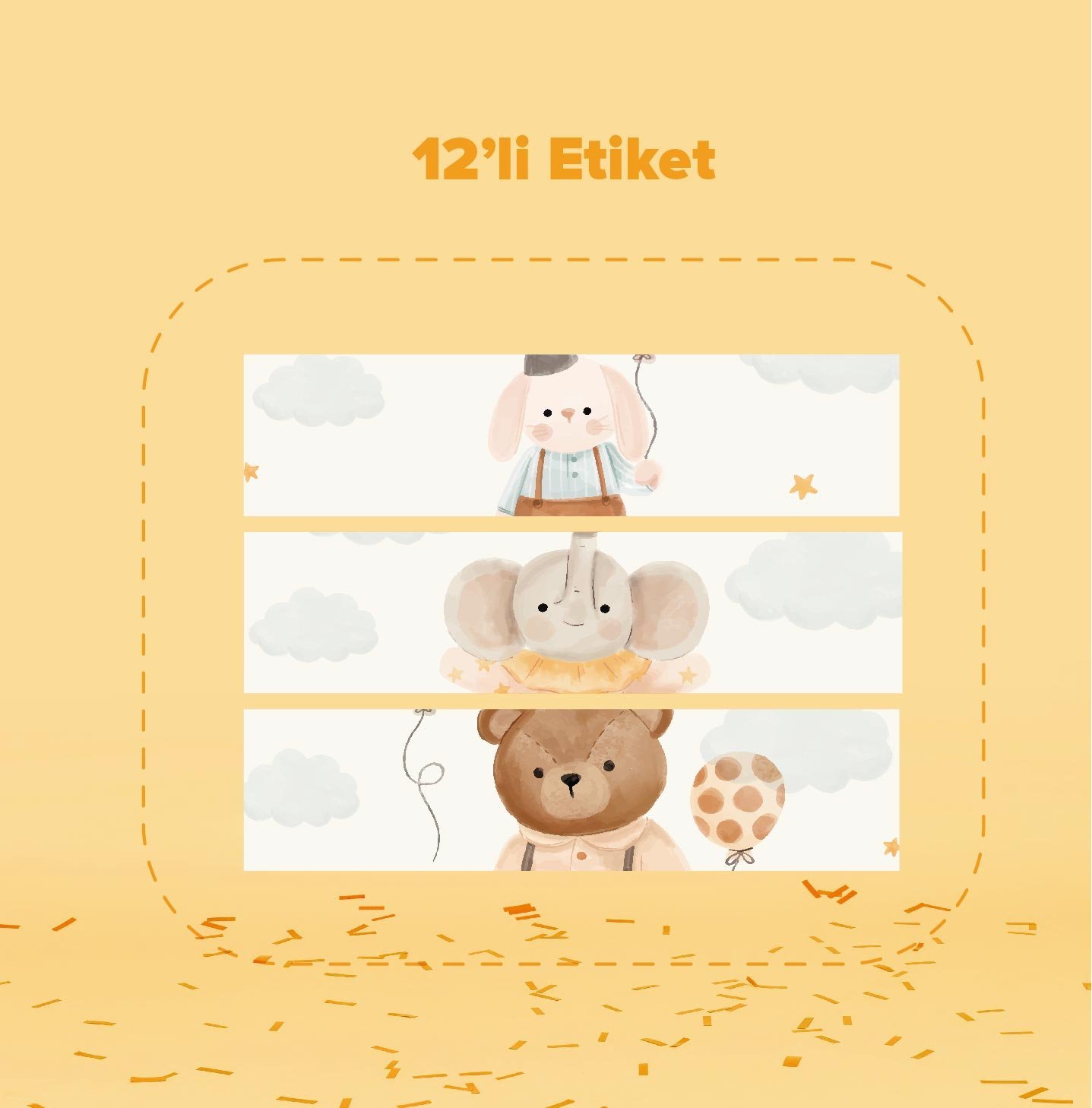 Cute Toys Temalı Su Şişesi Etiketi