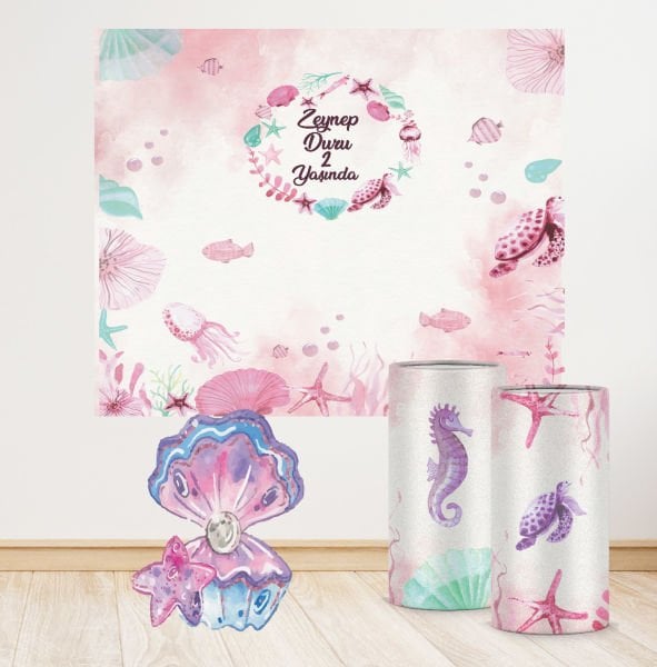 Pembe Deniz Altı Konseptli Mini 3 Paket