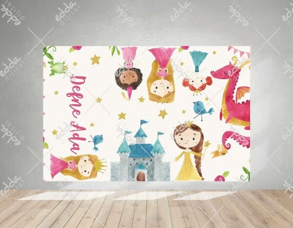 Prensesler Temalı Doğum Günü Afişi