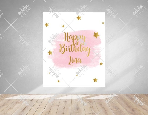 Yıldız Temalı Pembe Baby Shower Afişi