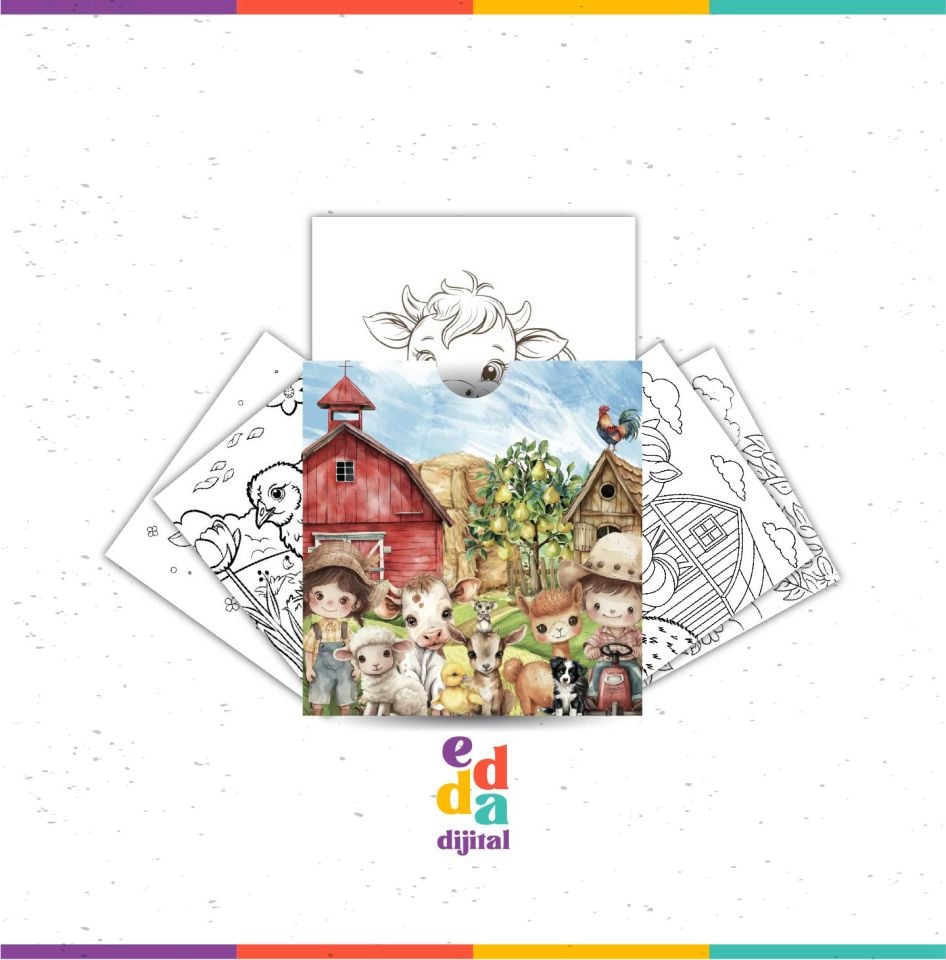 Çiftlik Temalı Boyama Kartları