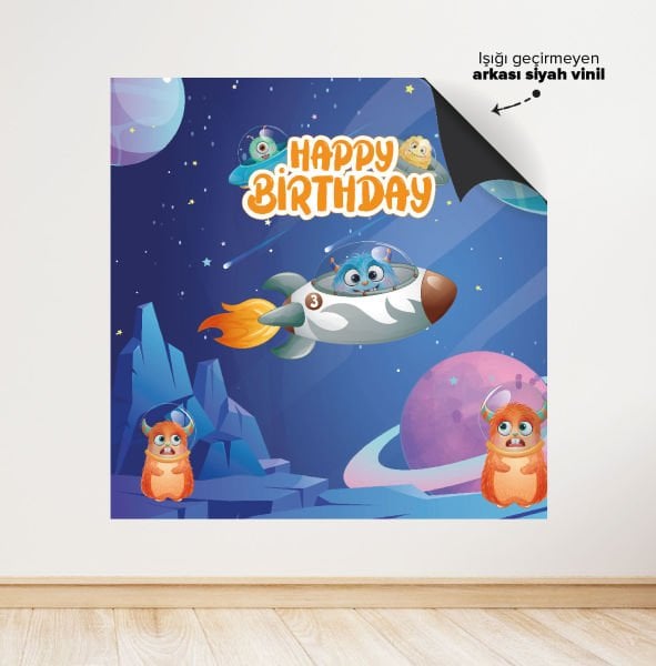 Uzay Konsepti Temalı Doğum Günü Afişi