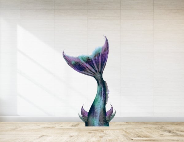 Mavi Deniz Kızı Kuyruk Temalı Ayaklı Pano