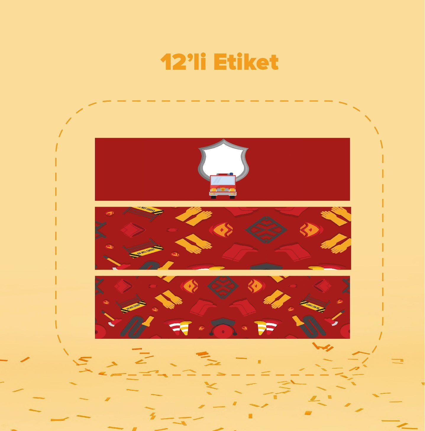 İtfaiye Temalı Su Şişesi Etiketi