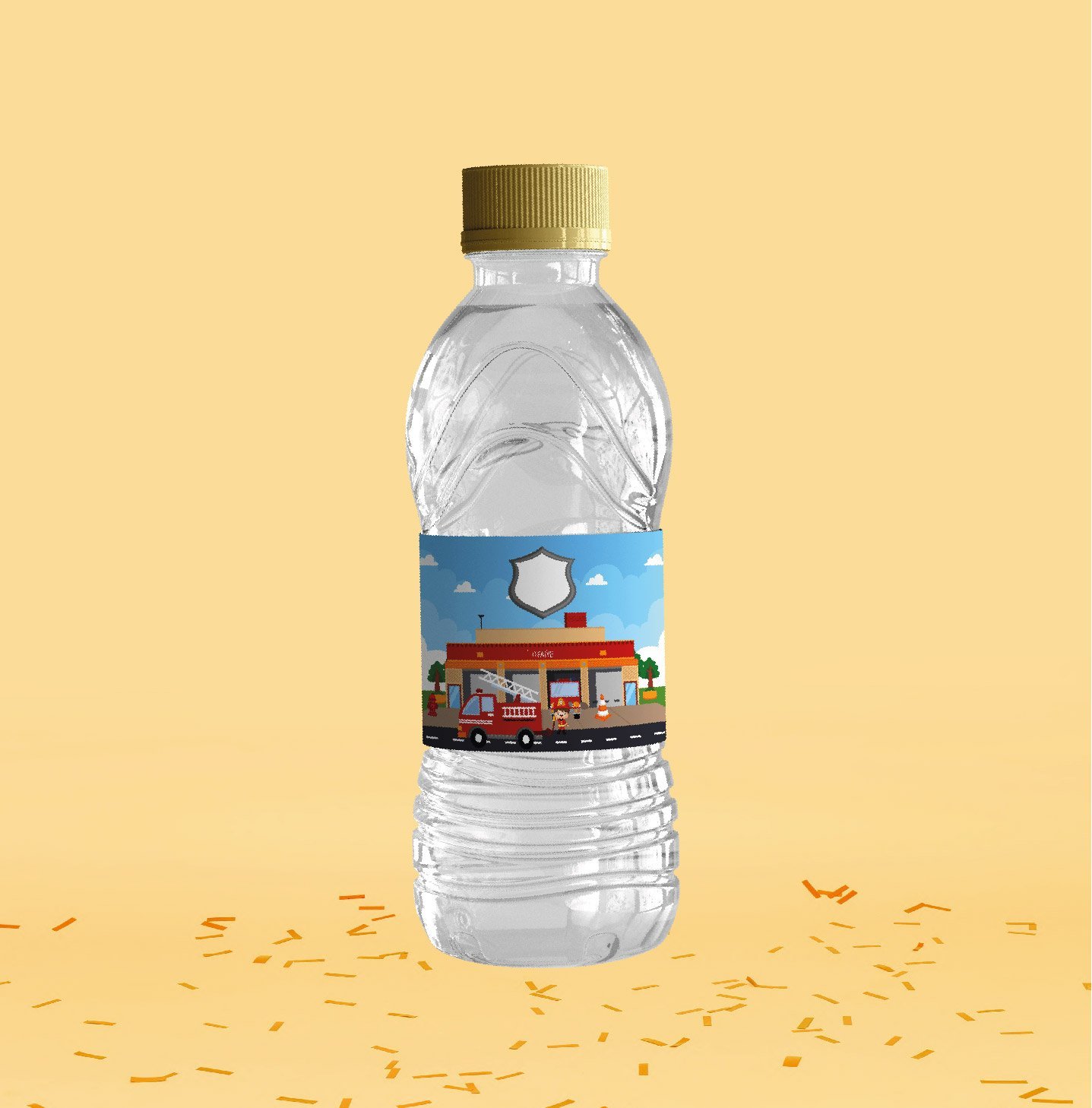 İtfaiye Temalı Su Şişesi Etiketi