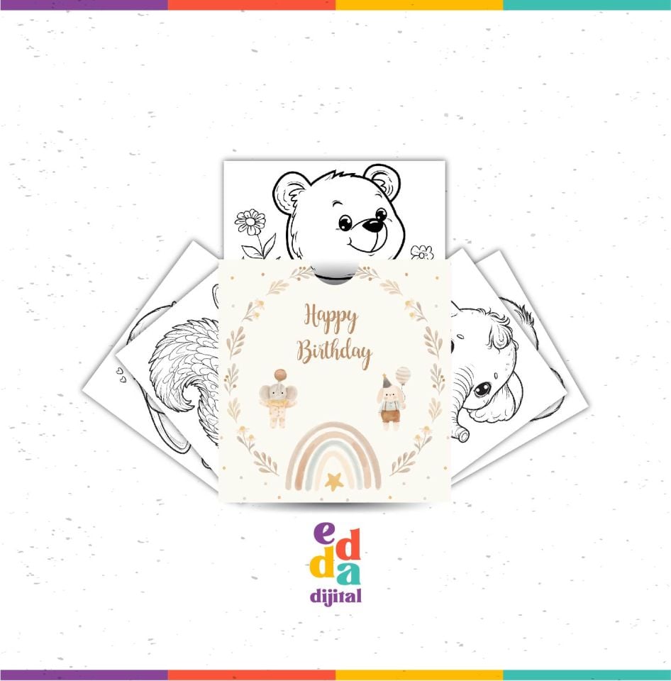 Ayıcık Temalı Boyama Kartları