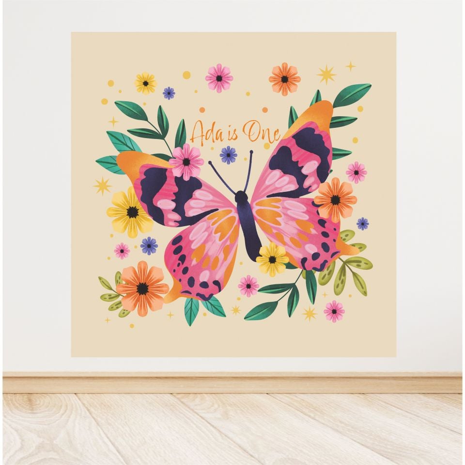 Kelebek Temalı Doğum Günü Afiş