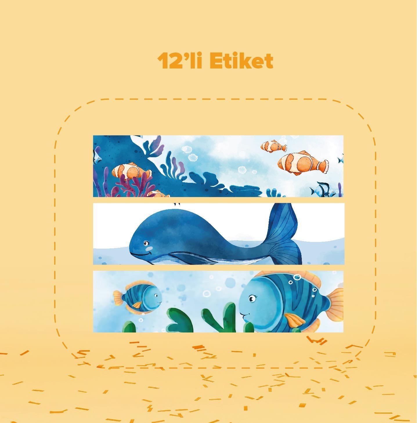 Denizaltı Temalı Su Şişesi Etiketi