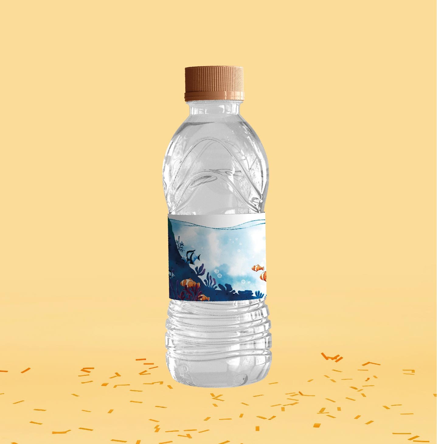 Denizaltı Temalı Su Şişesi Etiketi