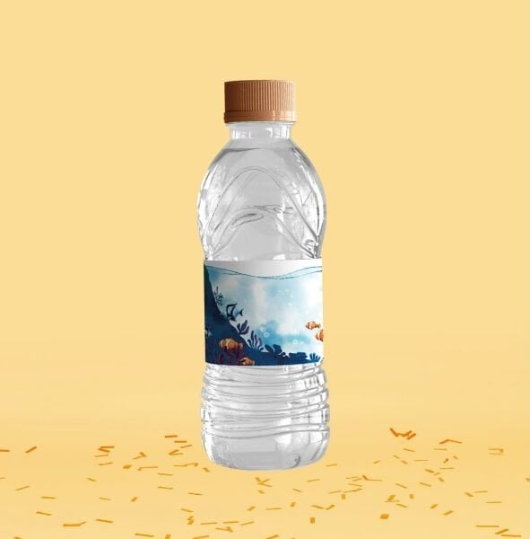 Denizaltı Temalı Su Şişesi Etiketi
