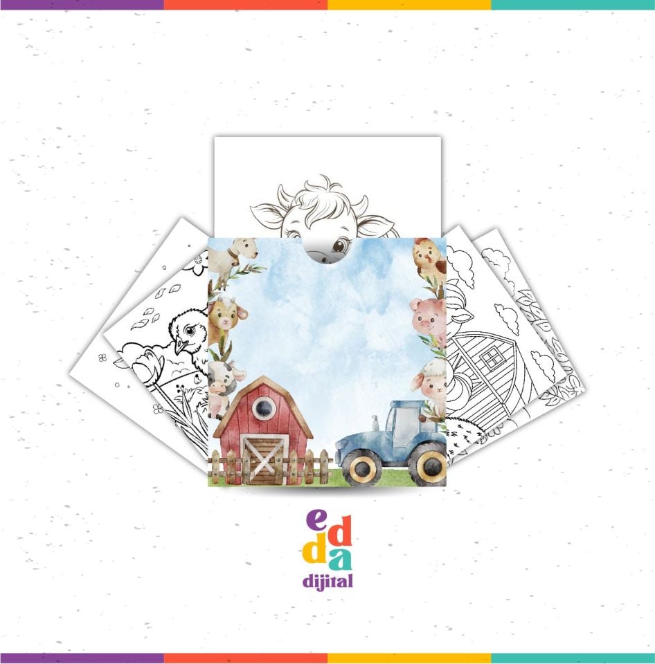 Çiftlik Temalı Boyama Kartları