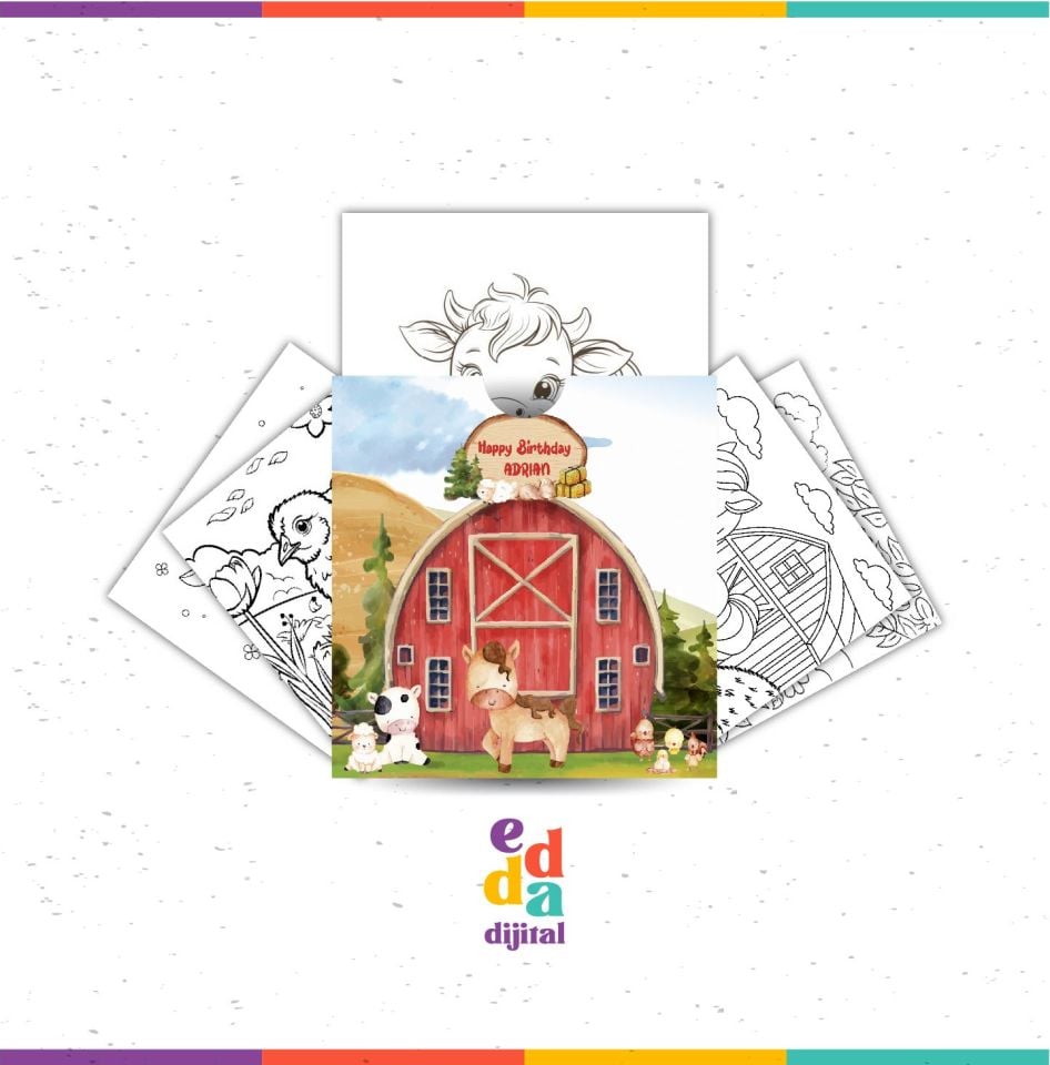 Çiftlik Temalı Boyama Kartları