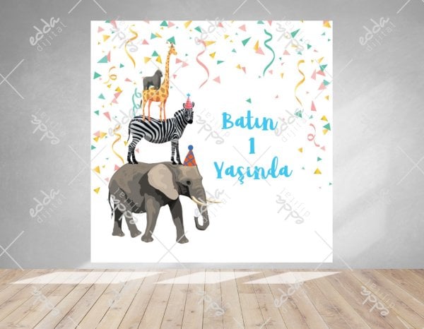 Safari Temalı Parti Doğum Günü Afişi