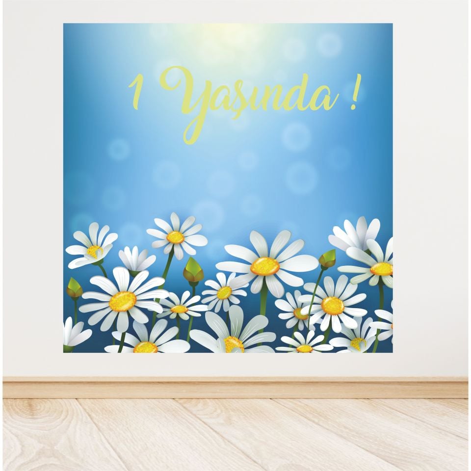 Papatya Temalı Doğum Günü Afiş