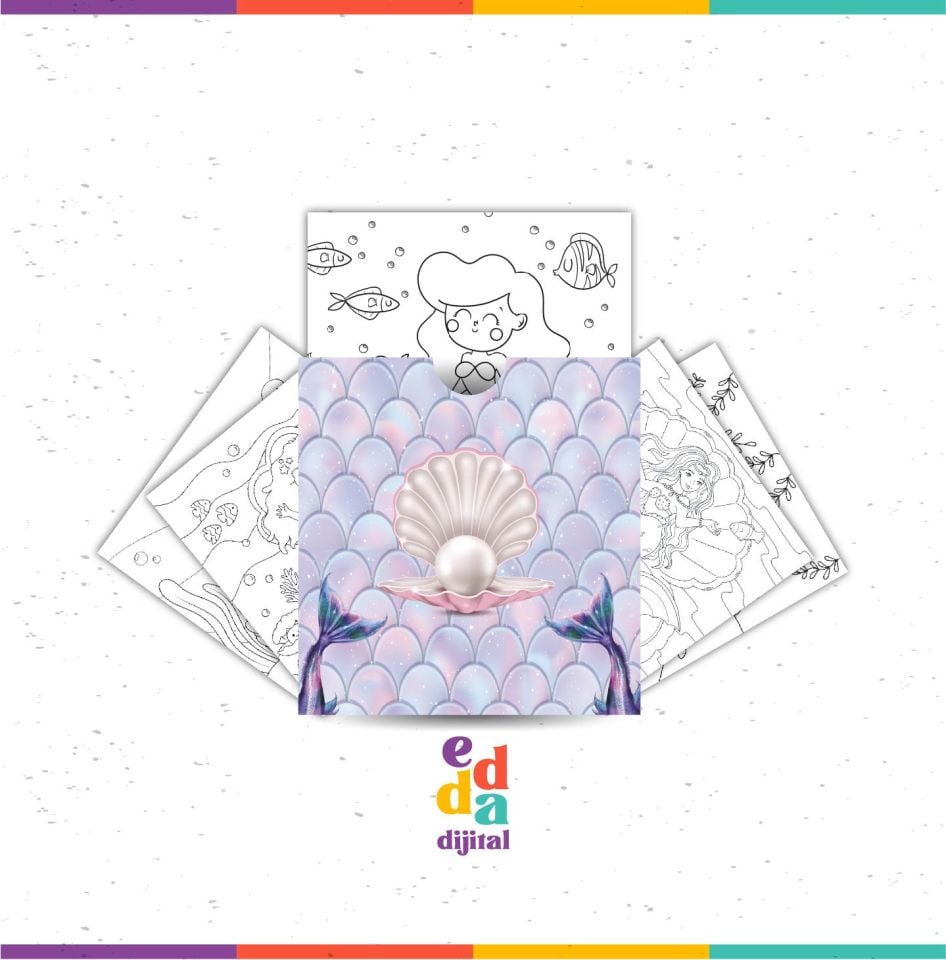 Deniz Kızı Temalı Boyama Kartları