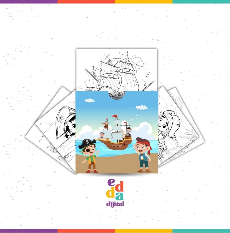 Korsan Temalı Boyama Kartları