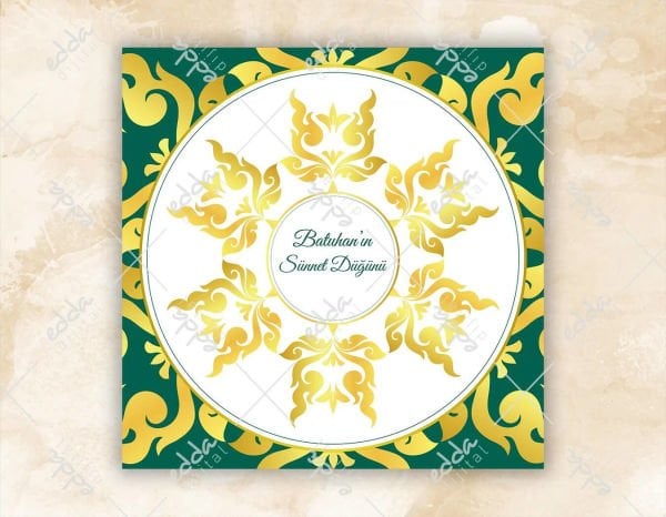 Yeşil Zeminli Gold İşlemeli Sünnet Pisti Kapmalası