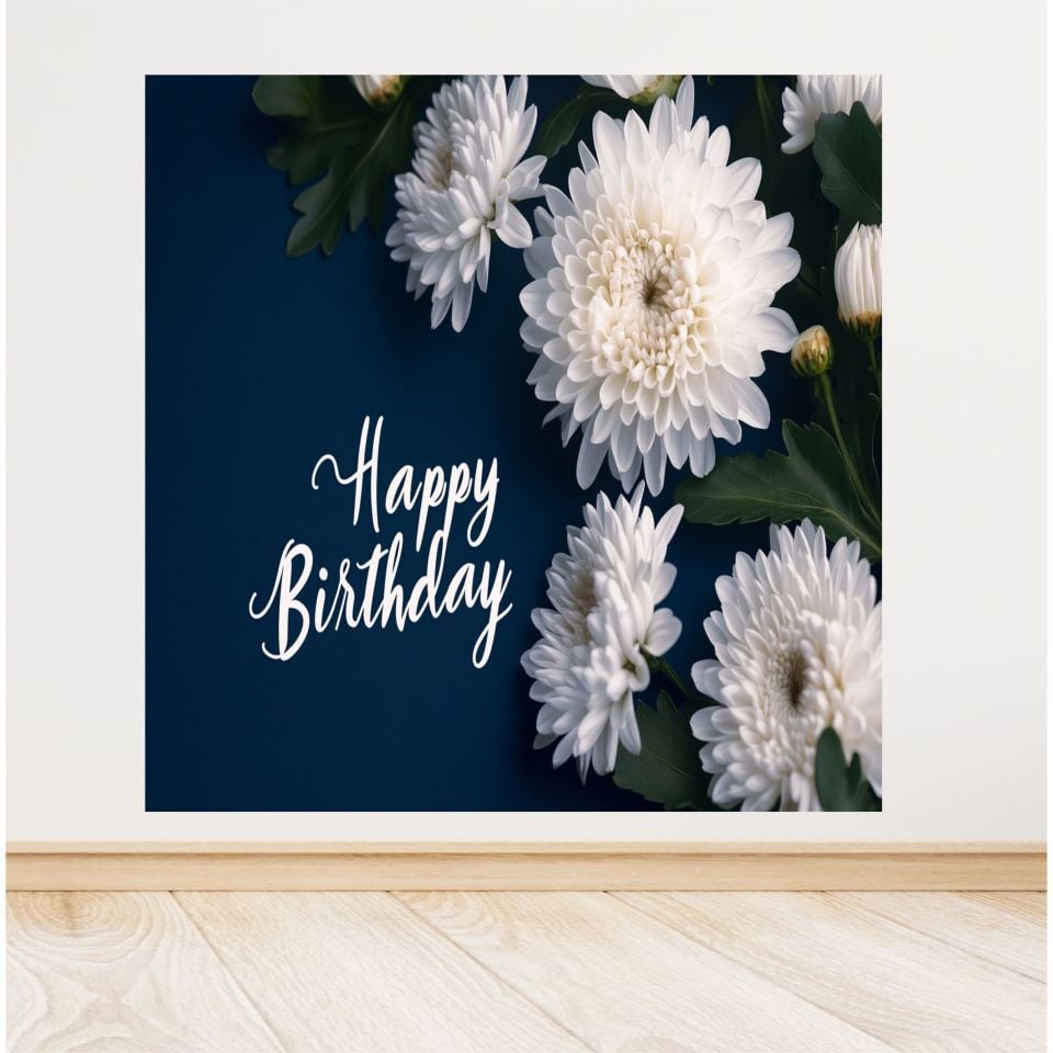 Papatya Temalı Doğum Günü Afiş