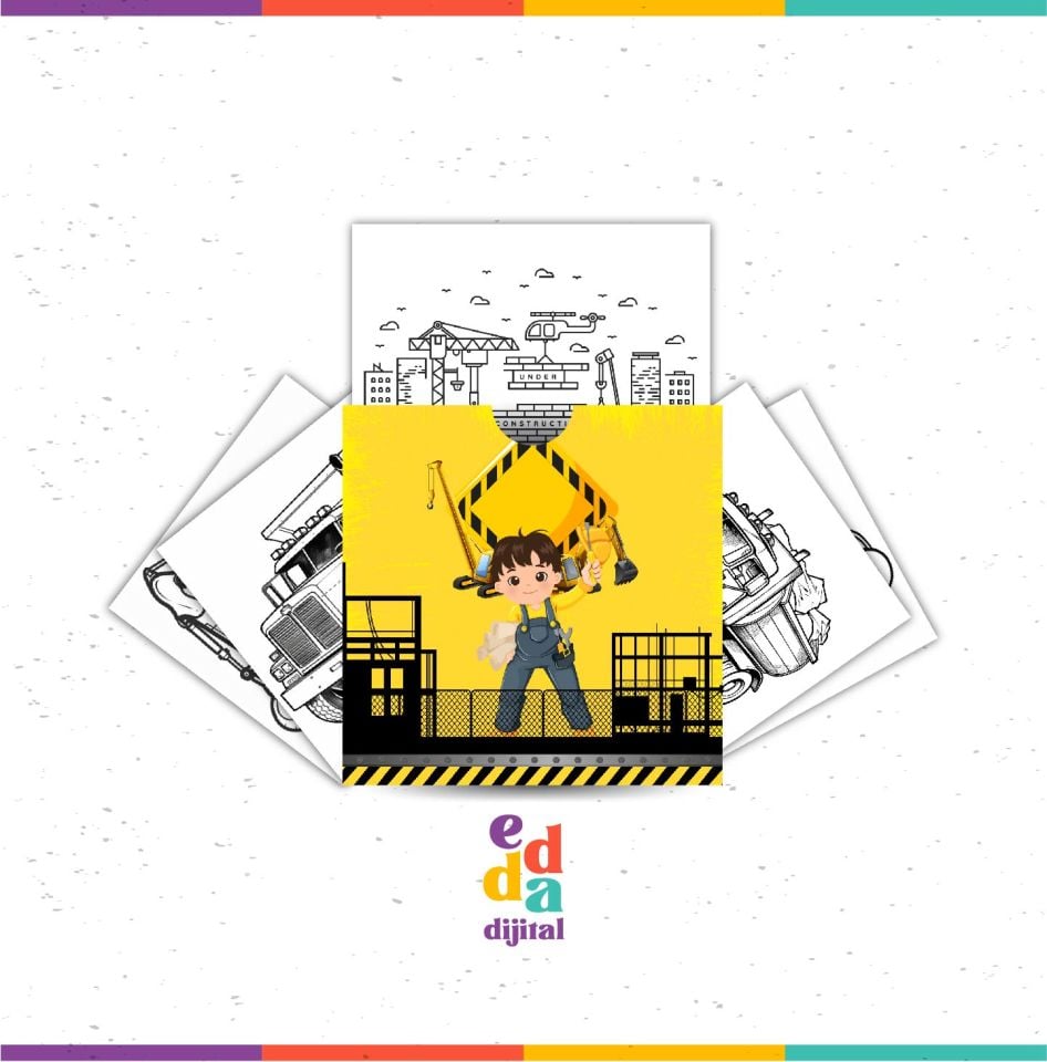 İnşaat Temalı Boyama Kartları